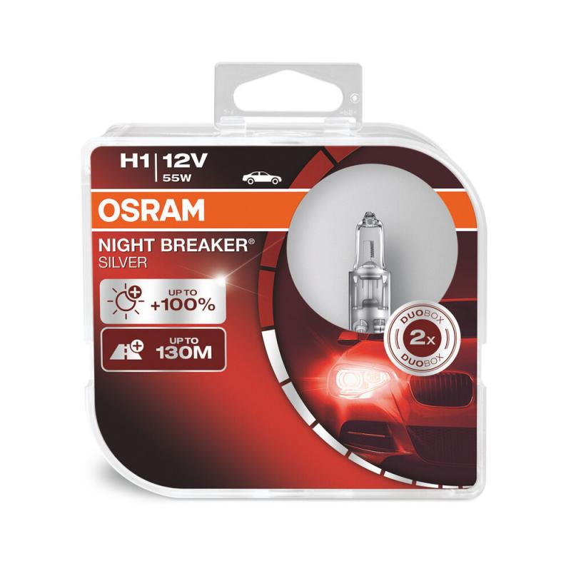 image 2 бр. Osram H1 Night Breaker Silver +100% халогенни крушки  55W 12V P14.5S 