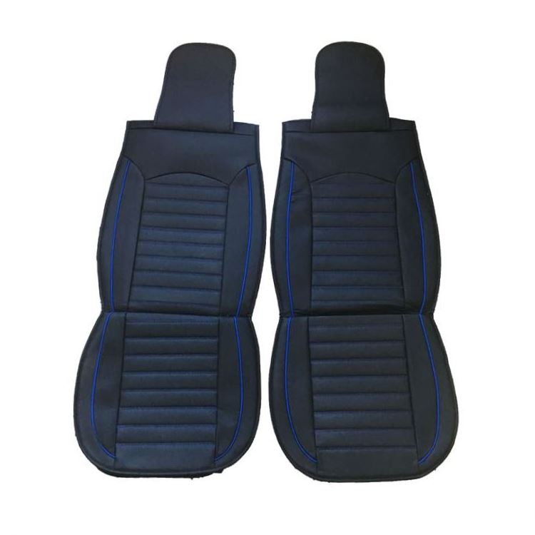 image_3 Комплект кожени универсални калъфи за седалки 2бр/к-т - Черно със синьо