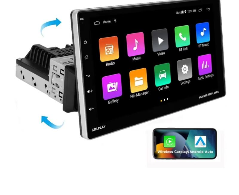 image 9" въртящ се 1 DIN Android Car+Carplay радио 2GB+64GB Android 13