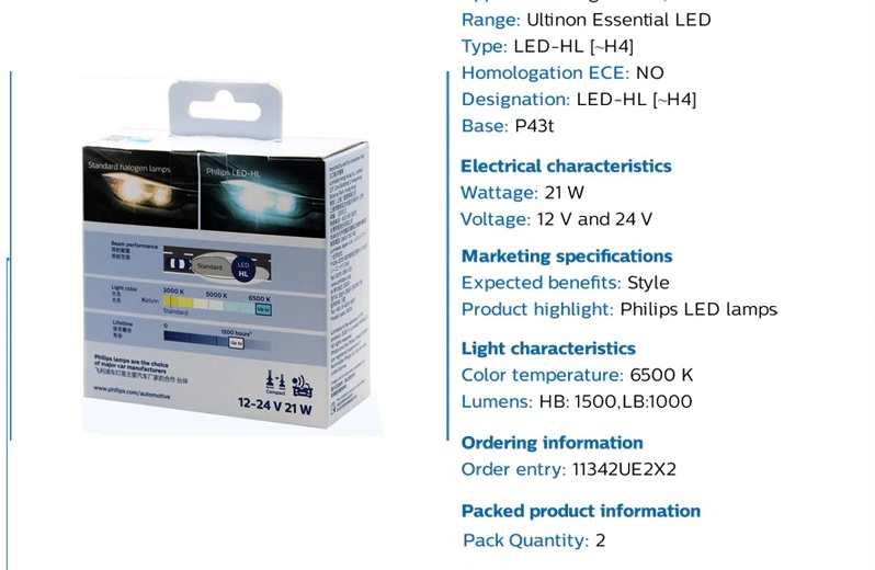 image_4 Комплект LED крушки за  фарове H4 Philips