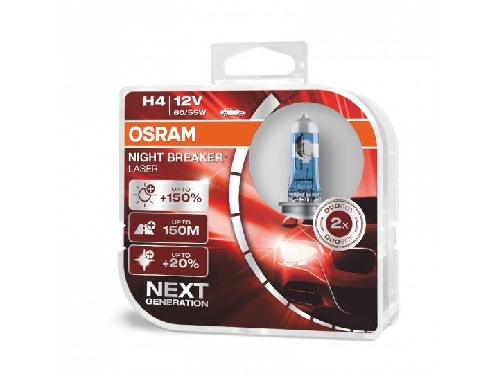 image H4 Osram 12V 55 60W Night Breaker Laser +150% / Крушки Осрам лазер Х4 55 60вата +150%
