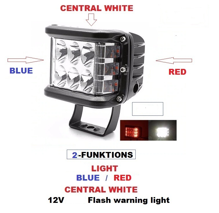 image ХАЛОГЕН -LED BAR-20W с бяла и синьо-червена светлини 10см.