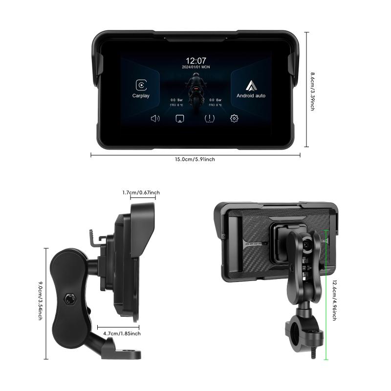 image_4 5-инчов преносим IPS екран за мотоциклет с безжичен Carplay/Android Auto BT IP68 водоустойчива