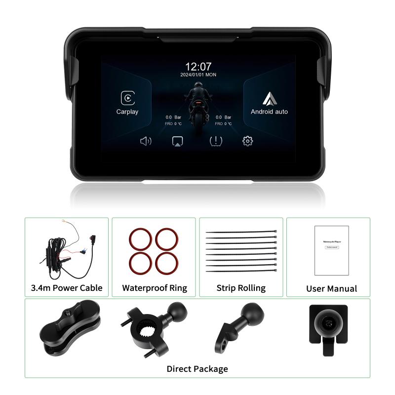 image_3 5-инчов преносим IPS екран за мотоциклет с безжичен Carplay/Android Auto BT IP68 водоустойчива