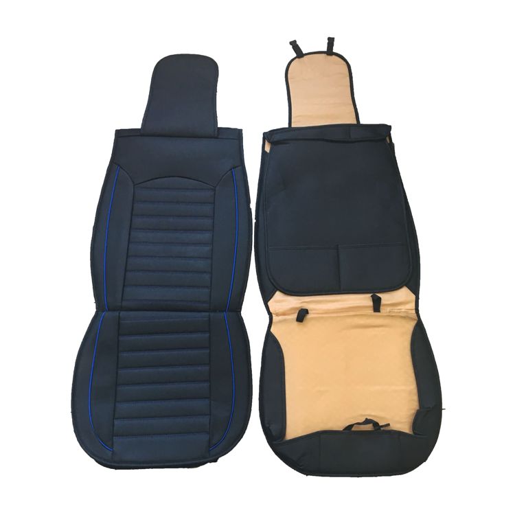 image_2 Комплект кожени универсални калъфи за седалки 2бр/к-т - Черно със синьо