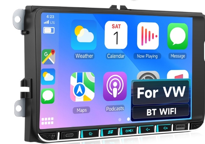 9" Мултимедия 2DIN за Volkswagen – Wireless CarPlay, Android Auto & Bluetooth